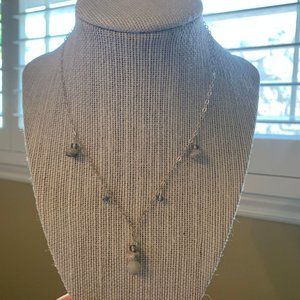 Sterling Silver Gemstone Crystal Necklace 8"